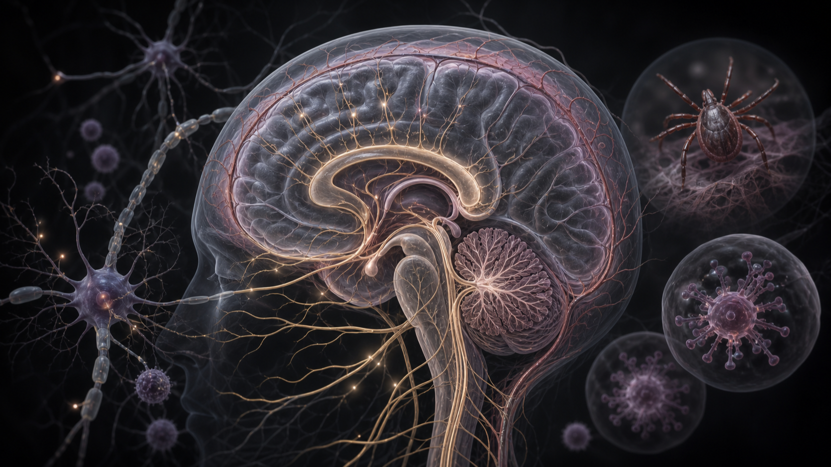 Original medical illustration for: A Complex Case of Neurological Symptoms in an Immunocompromised Patient: From Lymphoma to Tick-Borne Encephalitis