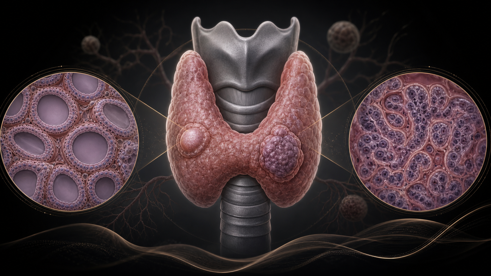 Original medical illustration for: A Patient's Guide to Understanding Thyroid Nodules: Benign vs. Malignant