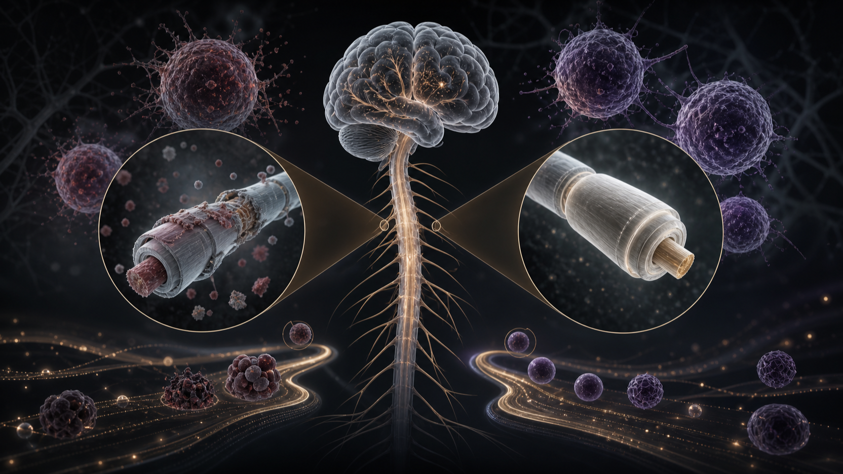 Original medical illustration for: Comparing Rituximab and Ocrelizumab for Relapsing-Remitting Multiple Sclerosis: What Patients Need to Know