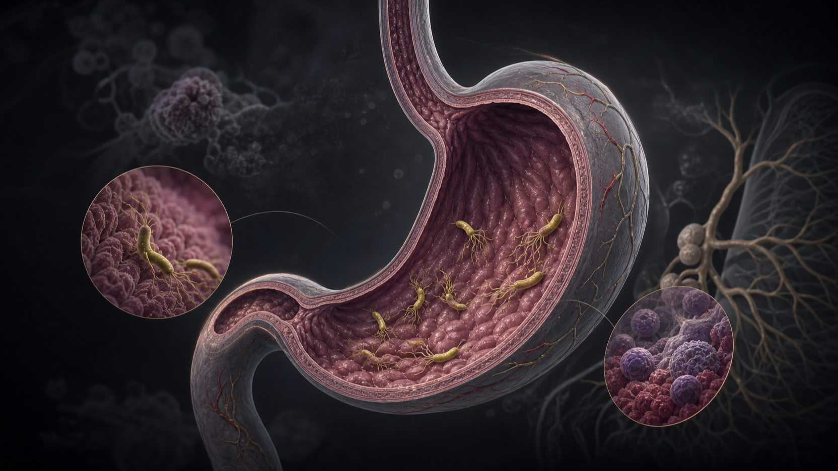 Original medical illustration for: Managing Persistent H. pylori Infections When Initial Treatments Fail
