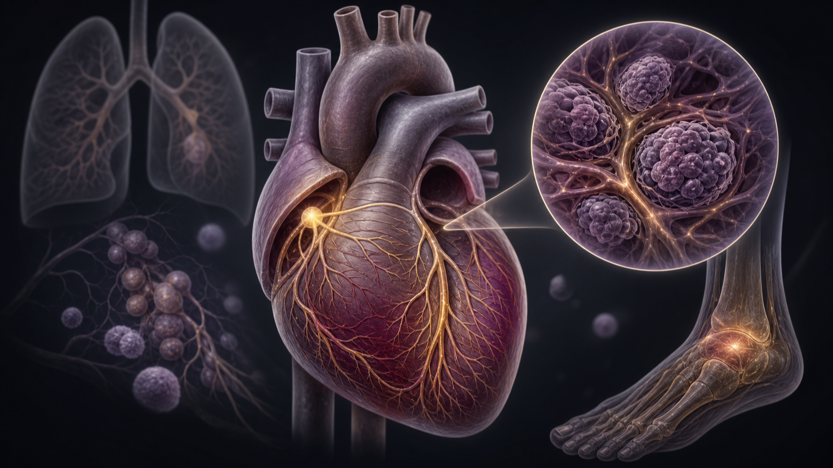 Original medical illustration for: Understanding a Complex Medical Case: Syncope, Ankle Swelling, and Chest Findings